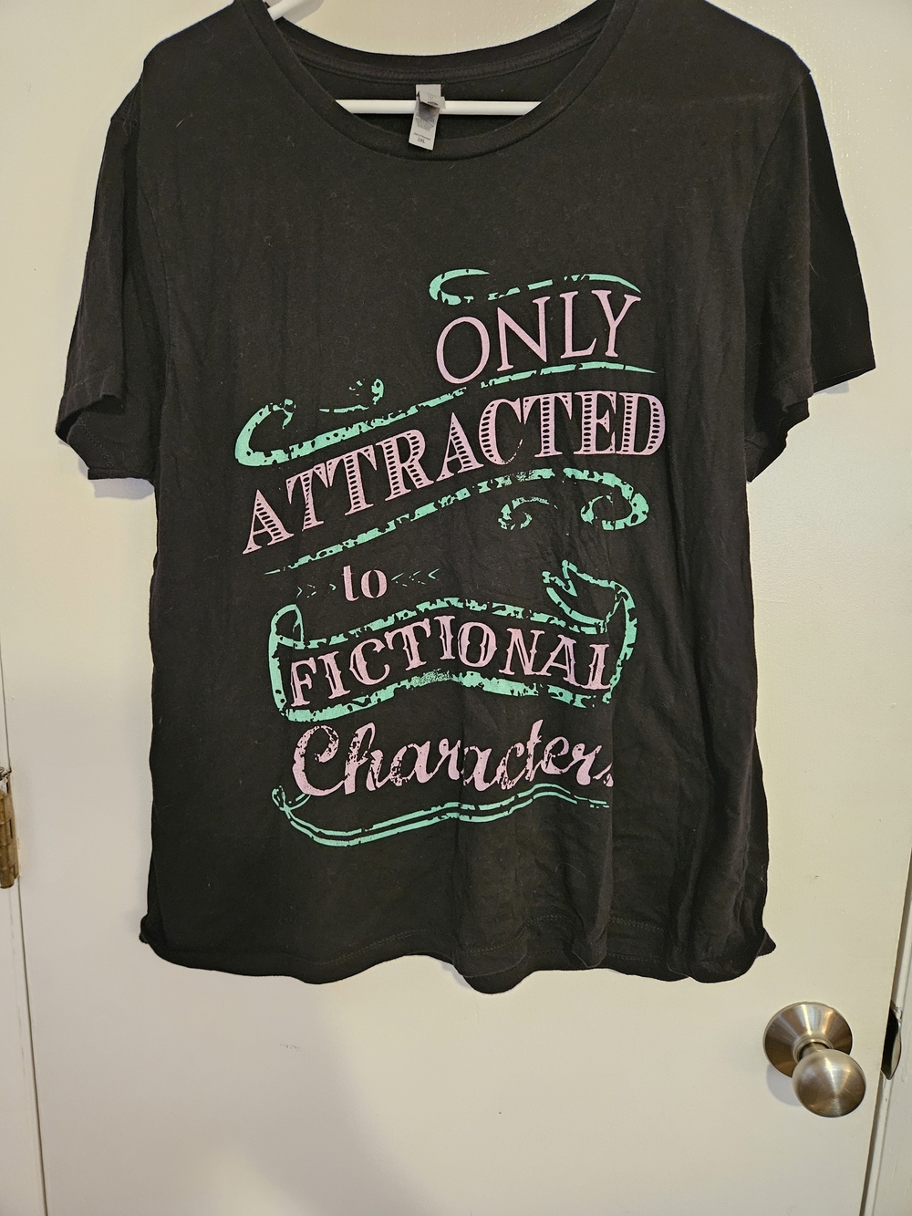 Black Short Sleeve Tee with Pink and Mint Graphic